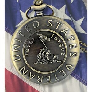 US Veteran Pocket Watch Gift NEW Army Navy Air Force Marines Coast Guard Vet
